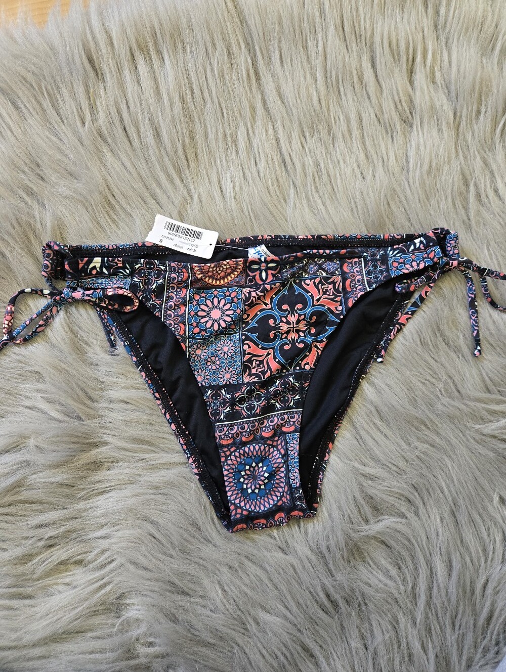 New La Vie En Rose Aqua Black Bandana Print Bikini Bottoms